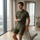 🔥Nur für kurze Zeit: 50 % Rabatt + versandkostenfrei👕Zweiteiliges Sommer-Set für Herren aus Polohemd und Shorts