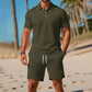 🔥Nur für kurze Zeit: 50 % Rabatt + versandkostenfrei👕Zweiteiliges Sommer-Set für Herren aus Polohemd und Shorts