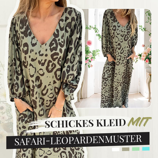 🔥Neujahrsangebot 49% Rabatt🔥Schickes Kleid mit Safari-Leopardenmuster🐆