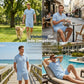 🔥Nur für kurze Zeit: 50 % Rabatt + versandkostenfrei👕Zweiteiliges Sommer-Set für Herren aus Polohemd und Shorts