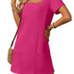 💕Last Day Promotion 49% OFF👗Damen Casual Quadrat Hals Tasche Kurzarm Kleid mit Taschen