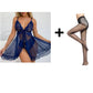 Feminines Pyjama-Set mit V-Ausschnitt & Spitze – Weich, atmungsaktiv & perfekt für besondere Nächte!