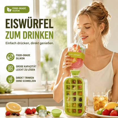 📢📢 50 % Rabatt!! 🥳🧊 Tragbare Getränke‑Eiskanne – Eiswürfelform mit Druck‑Schnellauswurf