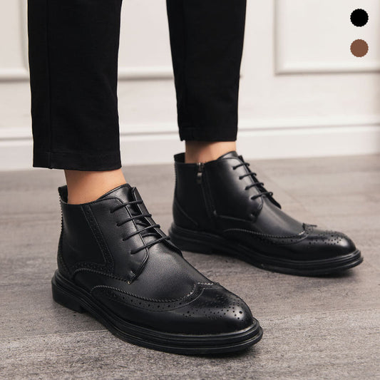 Brogue-Schnürstiefel mit geschnitzter Flügelkappe für Herren