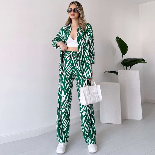 🌸Frühlingsangebote🌸 2025 neuer Stil, elegantes Damen Hemd und Hose 2-teiliges Set, Zebra-Print