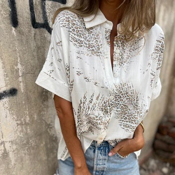 🌸NEUER SCHNÄPPCHEN🔥 Lässiges Button-Down-Shirt mit Print für Damen