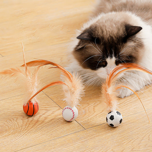 Interaktiver Hüpfball für Katzen mit Federn