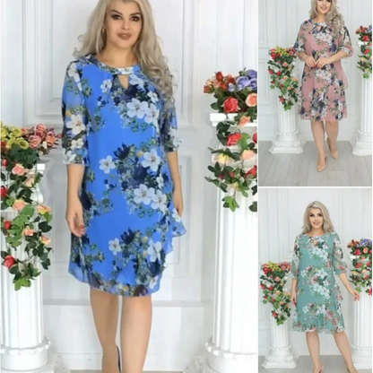 💟Knielanges Kleid mit Blumendruck für Damen