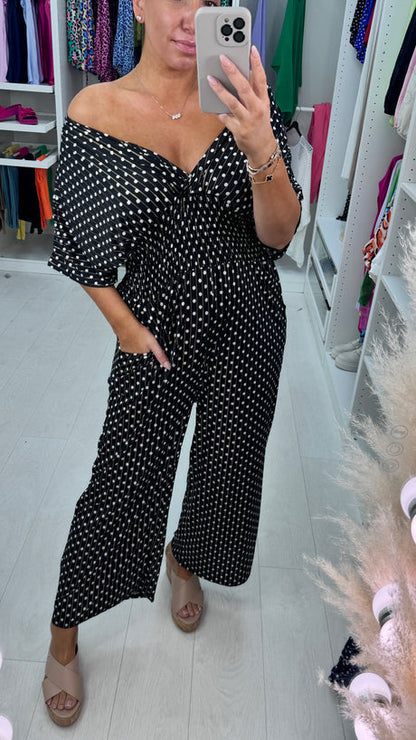 🌷49% OFF💙 - Polka Dot Printed Elastic Waist Jumpsuit