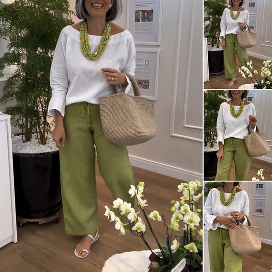 Damen einfarbiges Oberteil mit Langarm und Rundhalsausschnitt