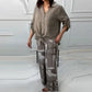 Damenmode Lockeres Cardigan-Shirt & Hose mit hoher Taille Zweiteiliges Set