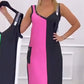 💃50 % Rabatt 🥰Ärmelloses Strickkleid mit V-Ausschnitt und Farbblock🌸