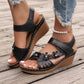 Elegante Sandalen mit schräger Sohle und Blumenmuster für Damen