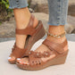 Elegante Sandalen mit schräger Sohle und Blumenmuster für Damen