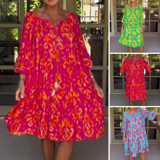 🔥 Für begrenzte Zeit 50 % Rabatt! 🔥Midikleid mit lockerer Passform und Rüschensaum für Damen