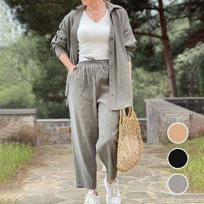 Klassisches Button-Down-Hemd & Kordelzug-Hose im Set