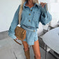 ✨Frühsommer Neu✨Damen Sommer Denim Set Oversized Shirt & Rock Shorts