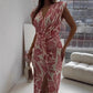 Ärmelloses Kleid mit Print und Schlitz