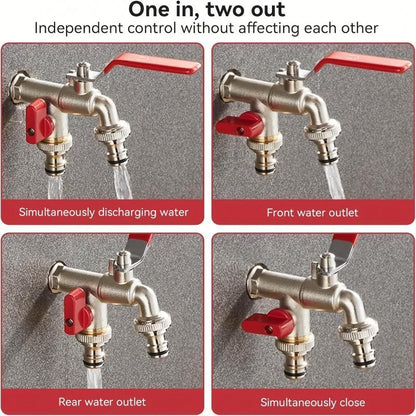 🔥 BLITZANGEBOT: 50 % RABATT! ⚙️ Universeller Gartenwasserhahn aus Edelstahl mit zwei Ausläufen – separate Ventile, besonders robust und einfach zu installieren 🚰