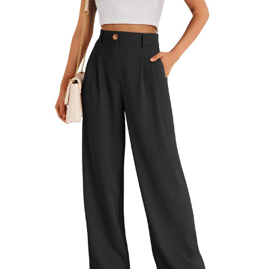 Lässige Hose mit hohem Bund und geradem Bein für Damen