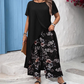Zweiteiler für Damen: Unifarbenes Oberteil & gemusterte Hose