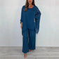 Elegantes lässiges Chiffon-Oberteil und weite Hosen für Damen