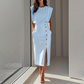 👗 LIMITIERTES ANGEBOT: 50% RABATT! ✨ Midikleid mit Schlitz für Damen – Schmeichelnde Passform, Weicher Stoff & Vielseitig 💃