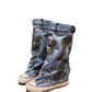 💗LETZTER TAG AKTION - 76% RABATT💗Flache Retro-Stiefel aus Canvas mit mittlerem Schaft für Damen
