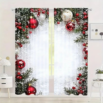 🎄🔥Weihnachtsaktion 45 % RABATT🔥Weihnachts-Fenstervorhänge 2-teiliges Set für die Wohnungsdekoration