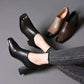Damen Schuhe mit Karree-Spitze, Blockabsatz und Reißverschluss