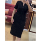 Classic Black Sparkly V-Neck Short Sleeve Dress
