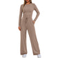 💃🛋️ Weites Damen-Lounge-Set aus Baumwolle: Bequemer 2-teiliger Pyjama mit Rüschen-Oberteil & weiter Hose | Perfekt für Homeoffice & Entspannung 💖✨