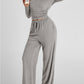 💃🛋️ Weites Damen-Lounge-Set aus Baumwolle: Bequemer 2-teiliger Pyjama mit Rüschen-Oberteil & weiter Hose | Perfekt für Homeoffice & Entspannung 💖✨
