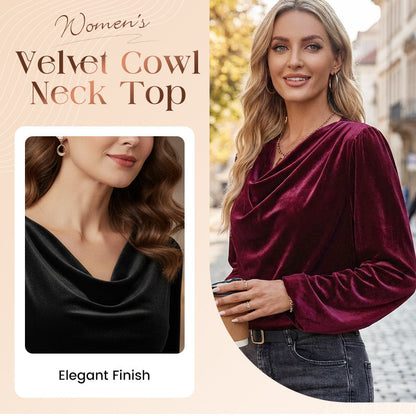 Damen-Langarmshirt aus Samt mit Rollkragen