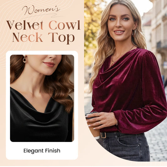 Damen-Langarmshirt aus Samt mit Rollkragen