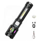 Multifunktionale Zoom-LED-Taschenlampe mit Leistungsanzeige