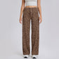 Damenhose mit hoher Taille und geradem Bein in Leopardenmuster