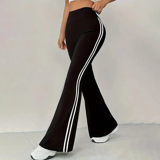 🔥 Limited 50% OFF | Retro High Waist Side Stripe Flared Pants – Side Stripe Slimming Design ✨👖