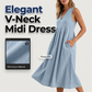 Lässiges, ärmelloses Midikleid mit V-Ausschnitt für Damen