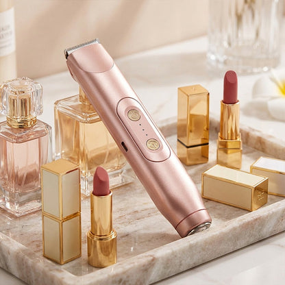 🚨 Pink AUSVERKAUFT!! SCHNELL ZUGREIFEN ⚡ Bikini-Trimmer für Damen, elektrischer Rasierer und Rasierer, wiederaufladbarer 2-in-1-Epilierer für Körper und Gesicht, Achseln und Beine, IPX7 wasserdicht