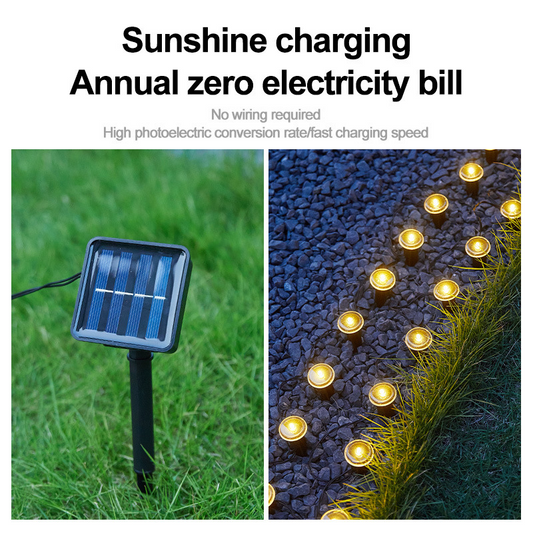 ☀️✨ Solar-LED-Deko-Set – blaue Lichterkette & Bodenspikes für Garten, Weg & Beet, wasserfest & automatisch🌿