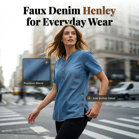 ⏰Atmungsaktives Freizeit-Oberteil im Denim-Look für Damen