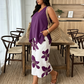 👚🌸 NUR FÜR KURZE ZEIT: 50% RABATT! Set aus asymmetrischem Damenoberteil & Caprihose mit Blumenmuster – Vielseitig, farbenfroh, bequem 🌺
