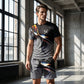 🔥Herren Sport & Freizeit Set: T-Shirt & Shorts mit abstraktem Print – Schnelltrocknend & bequem für Sommer🛍️
