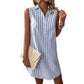 👗 Damen ärmelloses gestreiftes Blusenkleid mit V-Ausschnitt – moderner Look, luftig & vielseitig – perfekt für warme Tage, Strand & Freizeit