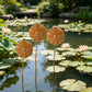 Antiker Gartenstecker aus Eisen in Form eines Lotusblatts