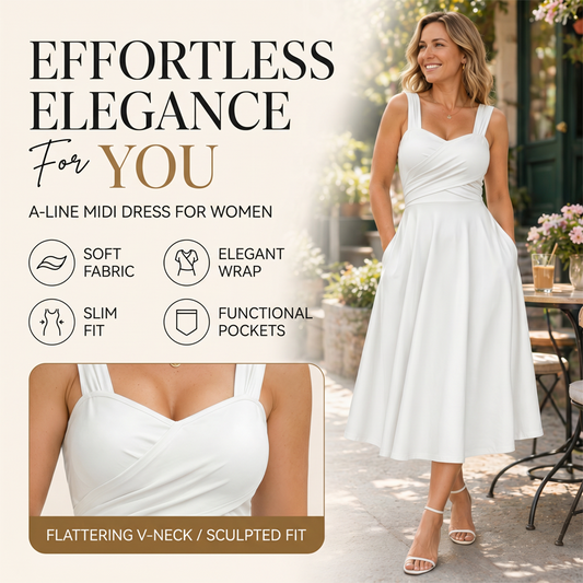 🔔 Letzte 100 Stück – solange der Vorrat reicht! Elegantes Damenkleid mit V-Ausschnitt und Taschen