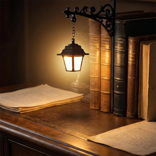 Miniatur-Bücherstütze im Retro-Straßenlaternen-Stil