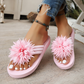 Damen-Flip-Flops mit Blumenmuster, leichte Sommerpantoffeln
