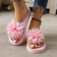 Damen-Flip-Flops mit Blumenmuster, leichte Sommerpantoffeln